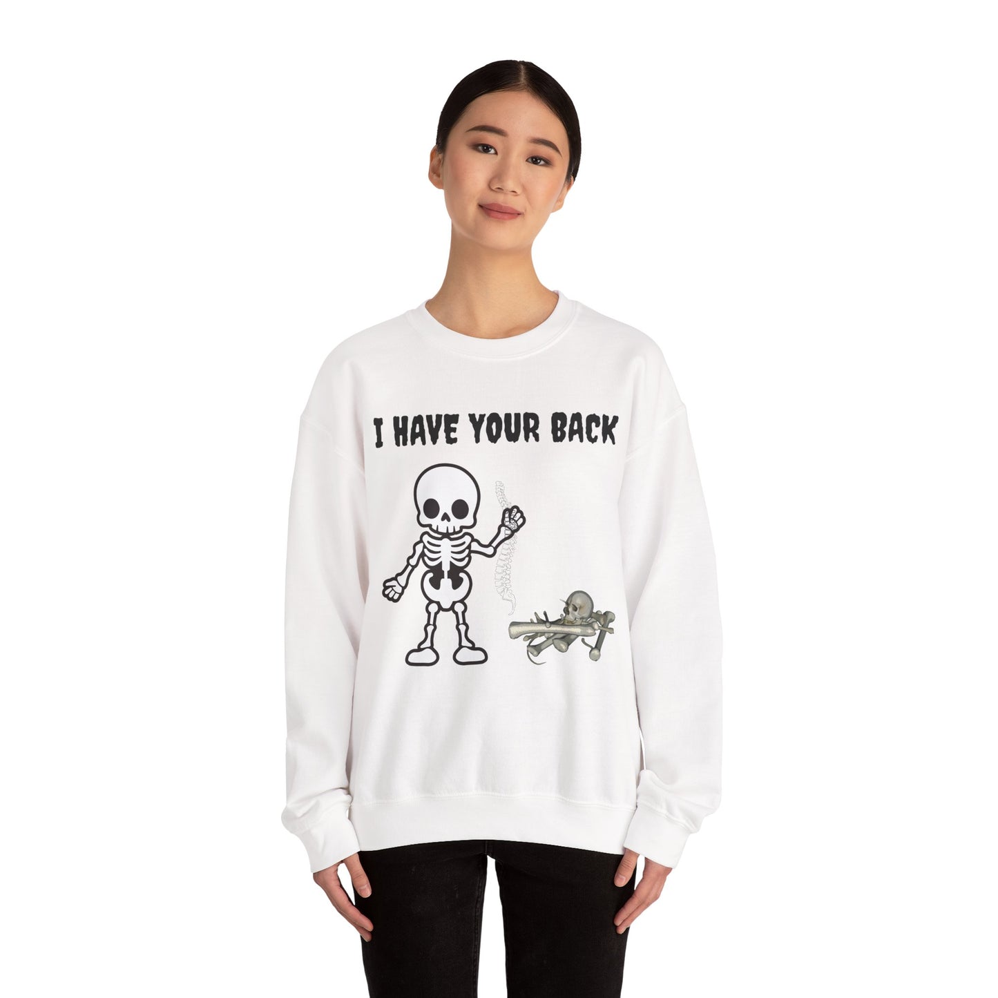Skeleton Crewneck Sweatshirt - I Have Your Back, Funny Gift for Halloween, Cozy Casual Wear, Unisex Sweatshirt, Perfect for All Seasons
