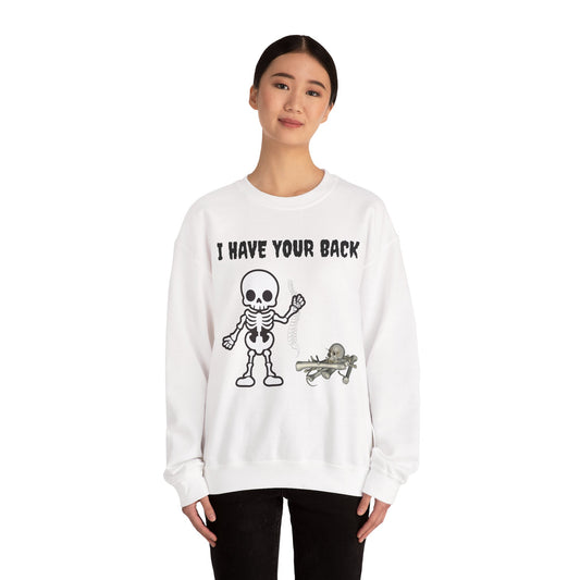 Skeleton Crewneck Sweatshirt - I Have Your Back, Funny Gift for Halloween, Cozy Casual Wear, Unisex Sweatshirt, Perfect for All Seasons