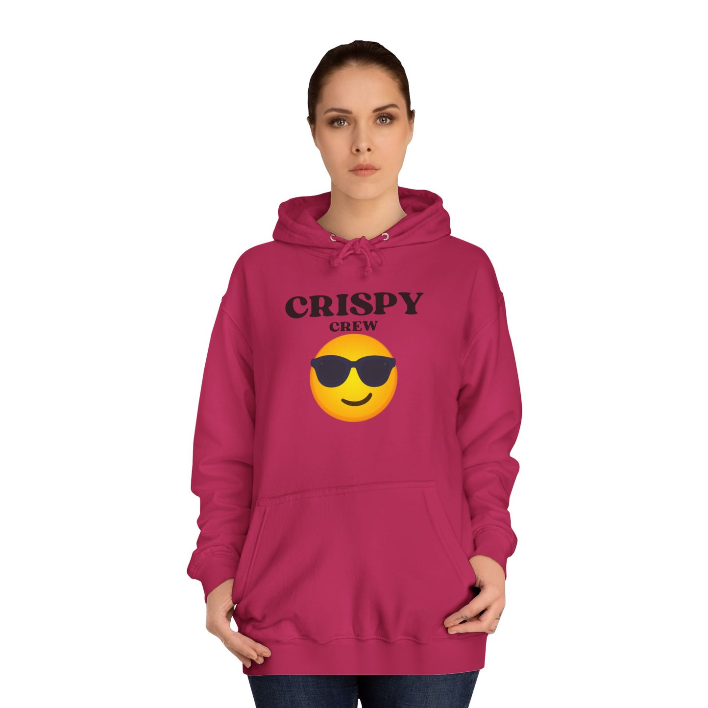 Crispy Crew Unisex College Hoodie, Funny Sweatshirt, Gift for Students, Casual Apparel, College Life Hoodie, Emojis, Comfortable Wear