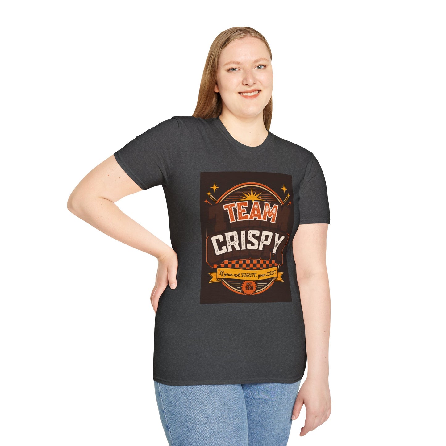 Team Crispy T-Shirt | Retro Badge Snack Lover Tee