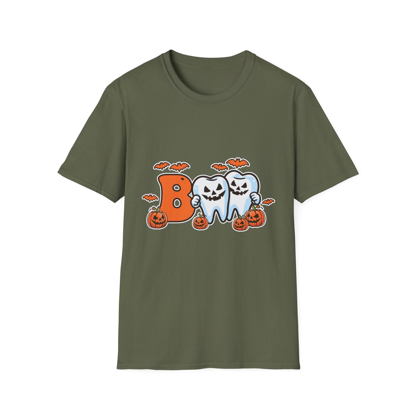 Halloween Themed Unisex Softstyle T-Shirt, Boo Shirt, Spooky Tee, Trick or Treat Shirt, Casual Halloween Wear, Fall Fashion