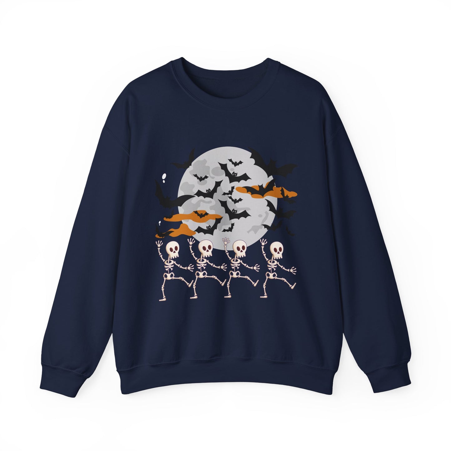 Spooky Skeleton Halloween Sweatshirt, Cozy Crewneck Pullover, Unisex Halloween Apparel, Fall Fashion, Perfect for Pumpkin Patches