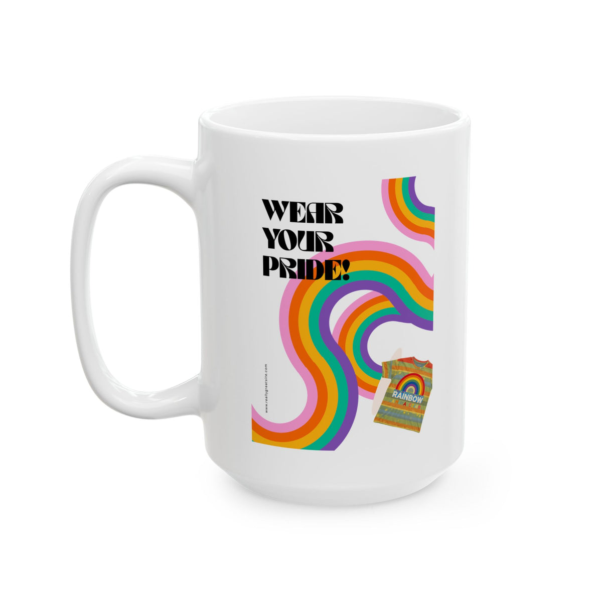 Retro Rainbow Heart mug | Ceramic Coffee Cup