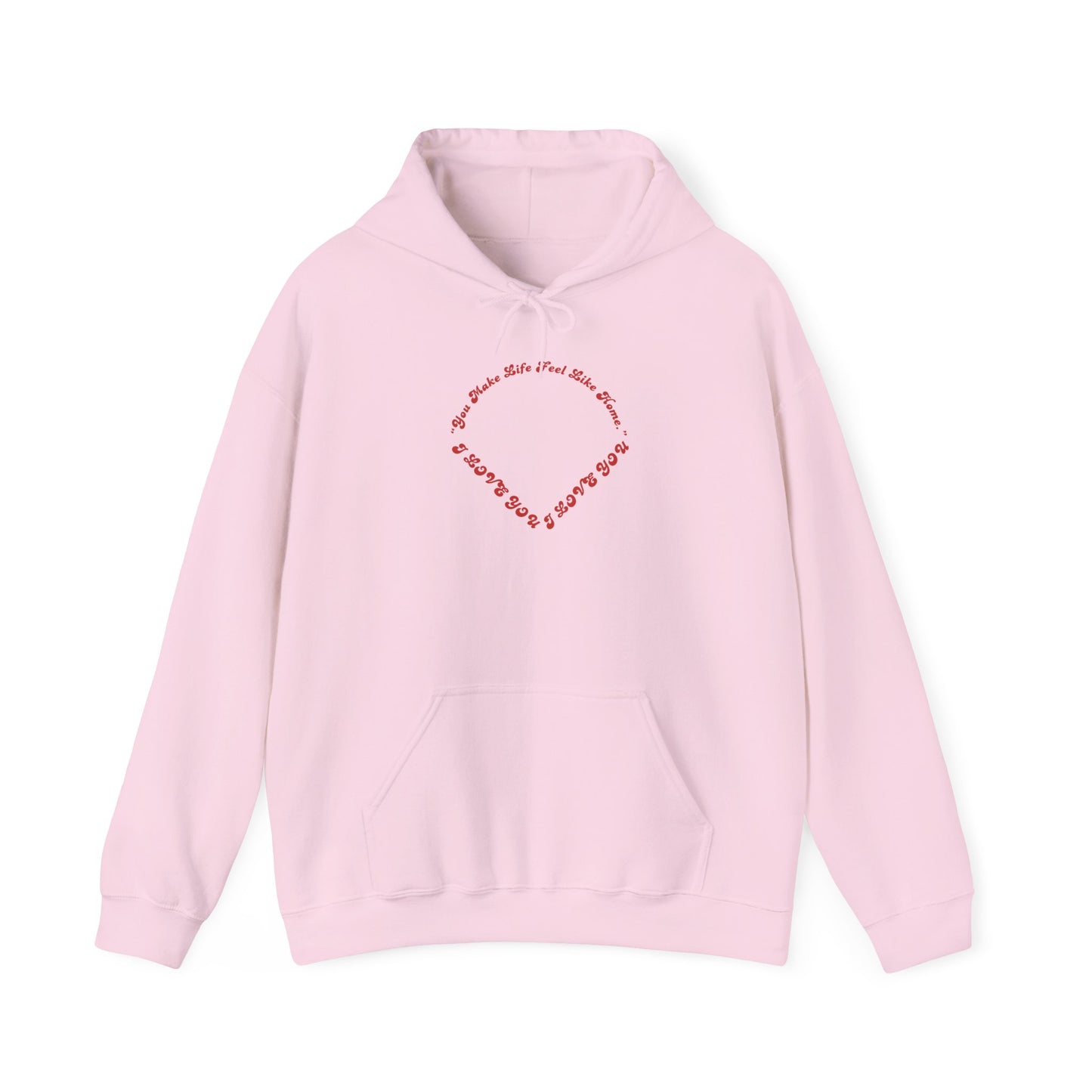 Heart Script Hoodie — Minimal Heart Text Graphic Pullover