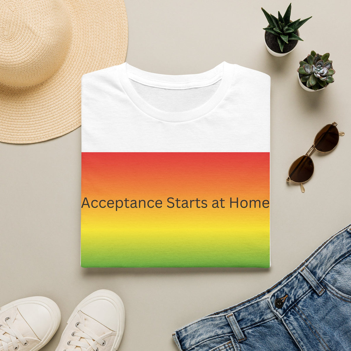 Acceptance Starts at Home T-Shirt | Rainbow Pride Tee