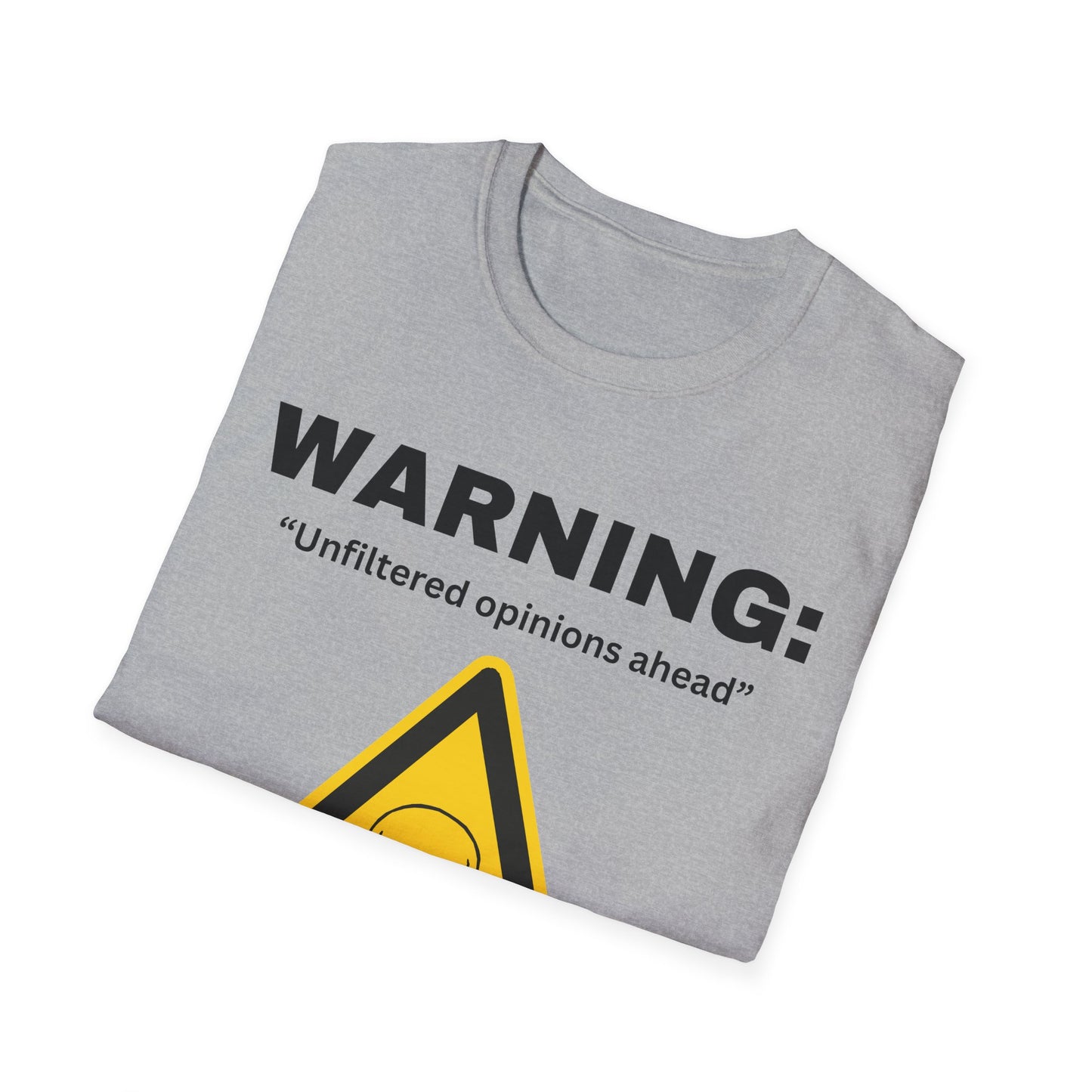 Warning "Unfiltered opinions ahead" T-Shirt | Skull Hazard Symbol