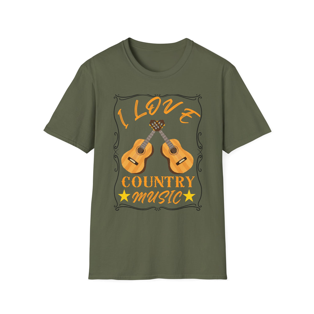 I Love Country Music T-Shirt | Acoustic Guitar Design