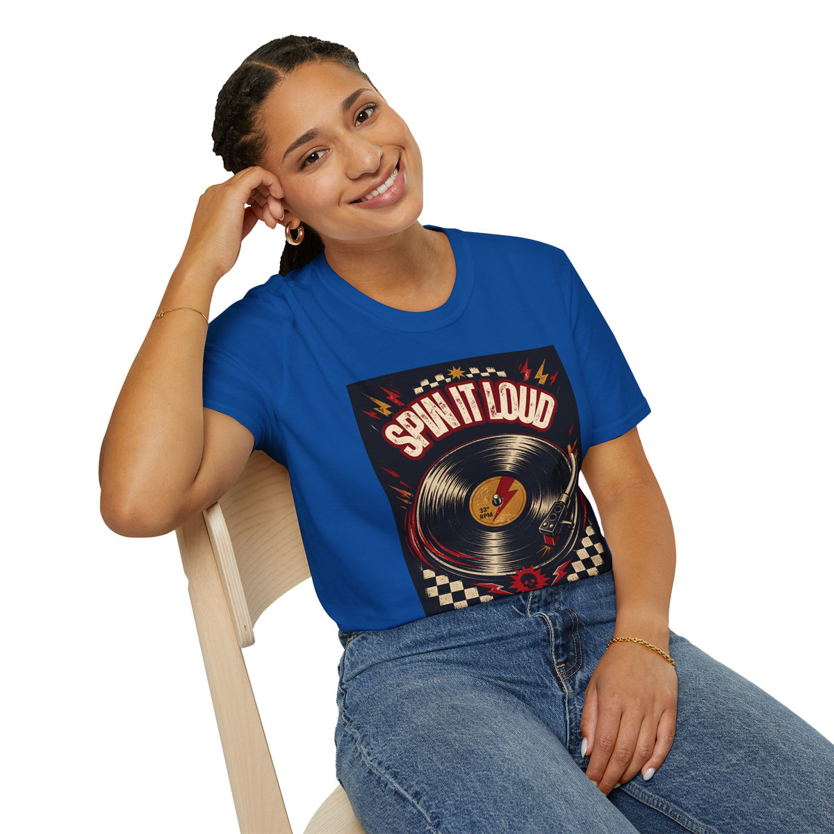 Spin It Loud Vinyl Record T-Shirt | Retro Music Graphic Tee