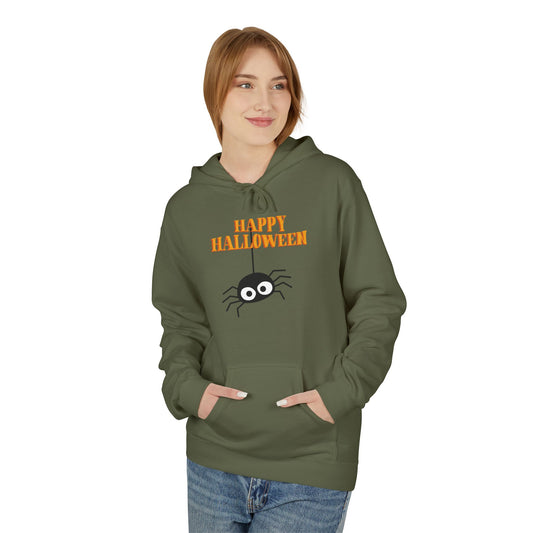 Happy Halloween Spider Hoodie, Unisex Fleece Hoodie, Cozy Fall Fashion, Halloween Costume, Spooky Season Apparel, Trick or Treat Sweater