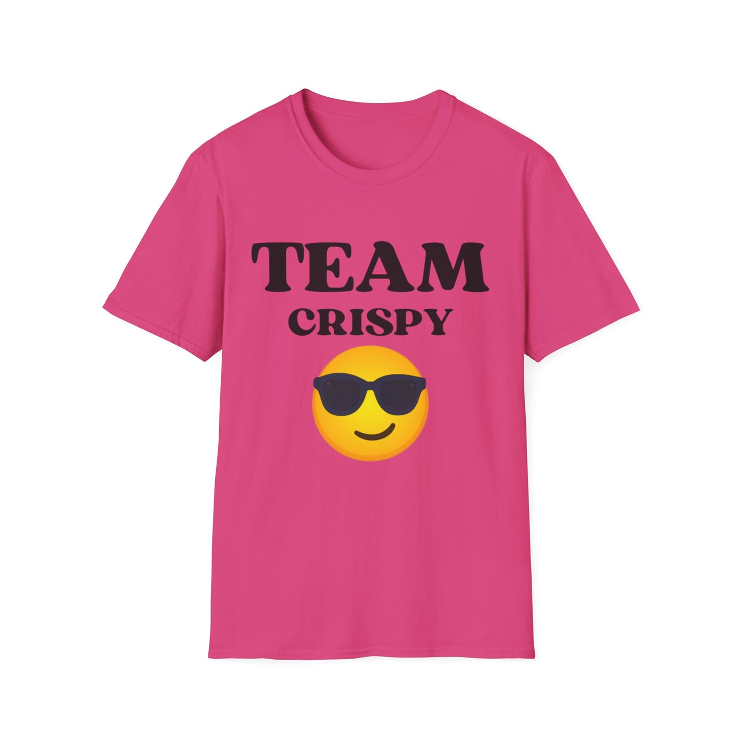 Retro Team Crispy T-Shirt, Fun Unisex Tee for Friends, Casual Summer Shirt, Gift for Team Spirit, Emoji Graphics