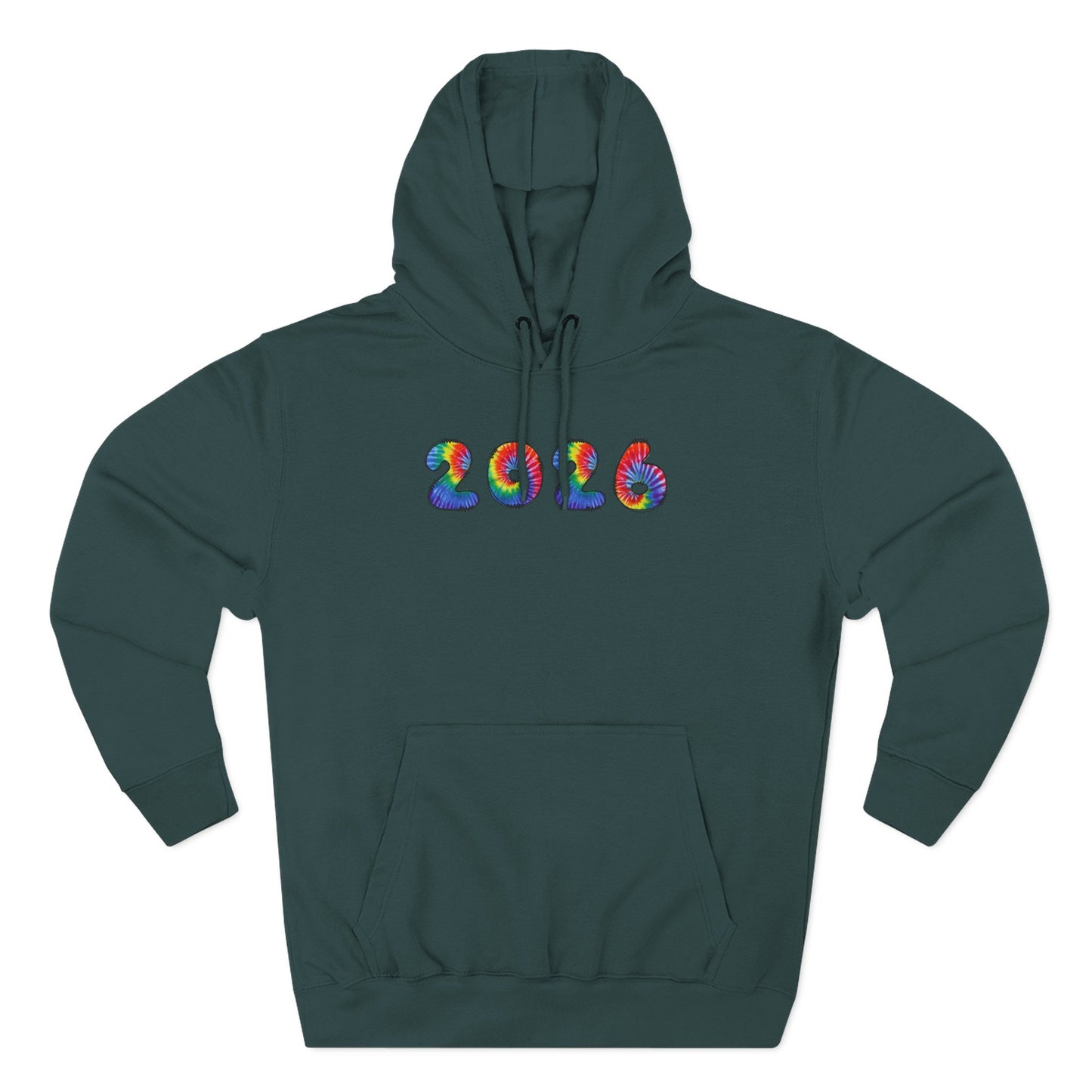2026 Colorful Tie Dye Numbers Hoodie | New Year Retro Rainbow Design