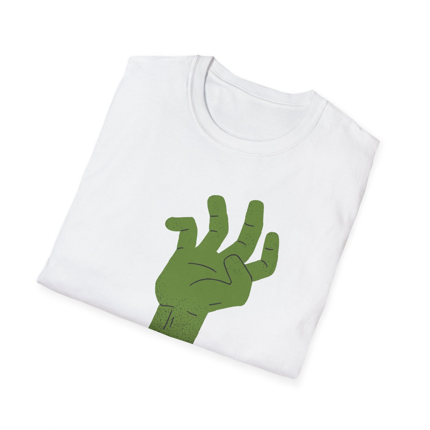 Zombie Hand Unisex Softstyle T-Shirt, Halloween Shirt, Casual Wear, Graphic Tee, Gift for Horror Fans, Spooky Apparel, Unisex Fashion