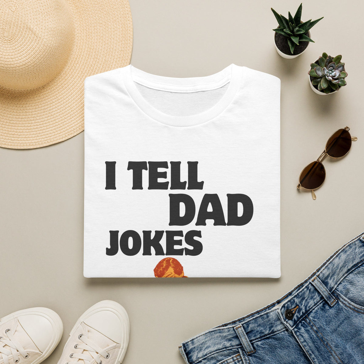I Tell Dad Jokes shirt | Funny Dad Joke Tee with Facepalm Illustration
