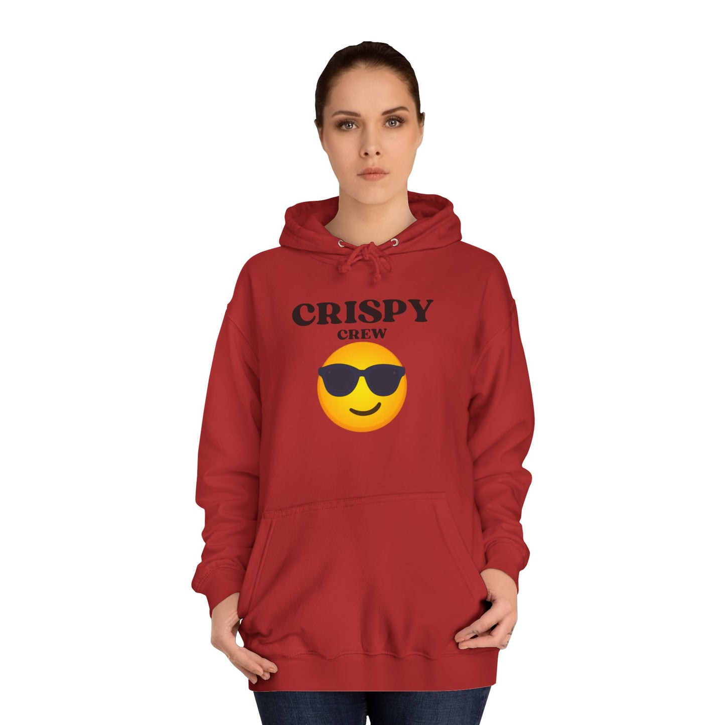 Crispy Crew Unisex College Hoodie, Funny Sweatshirt, Gift for Students, Casual Apparel, College Life Hoodie, Emojis, Comfortable Wear