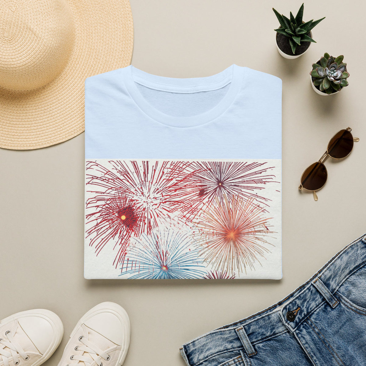Fireworks Burst T-Shirt | Patriotic Sparkler Celebration Tee