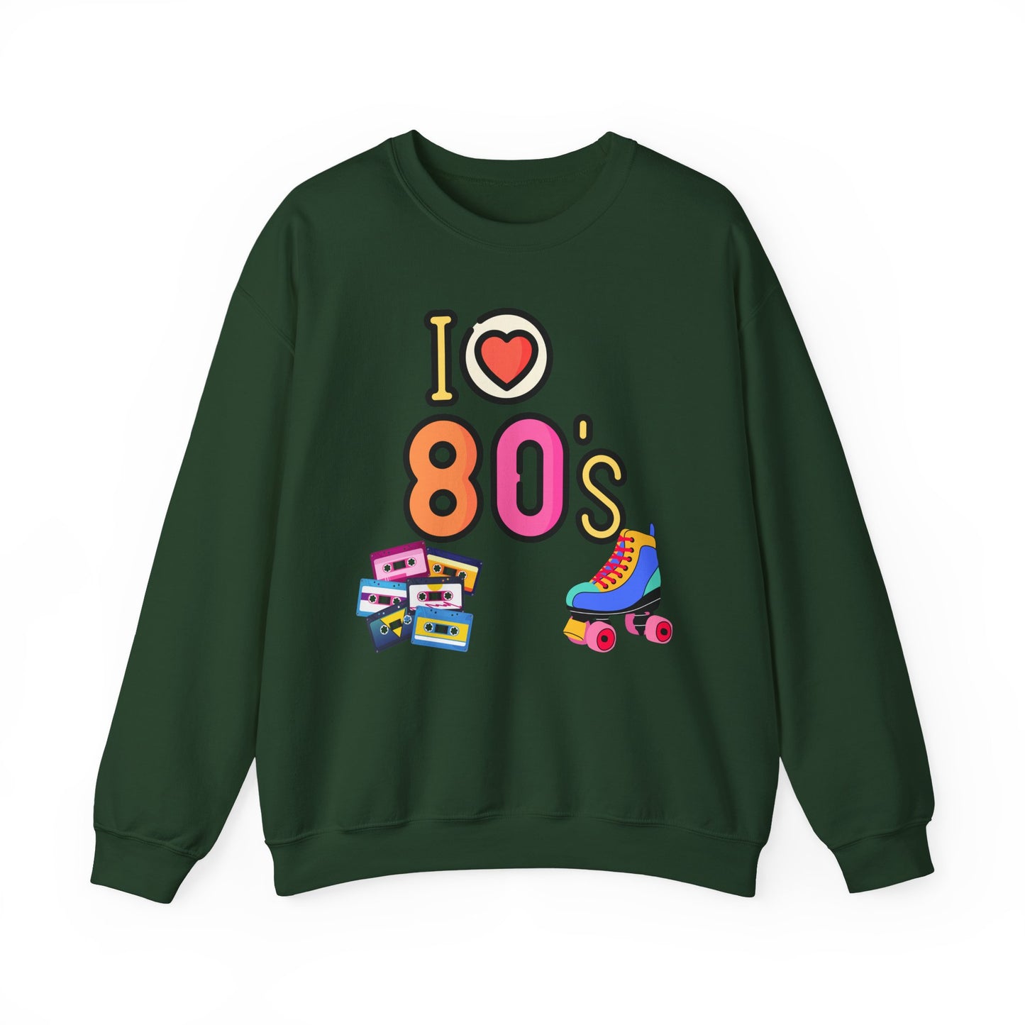 I Heart 80's Roller Skate Sweatshirt | Retro Tape Cassette 80s