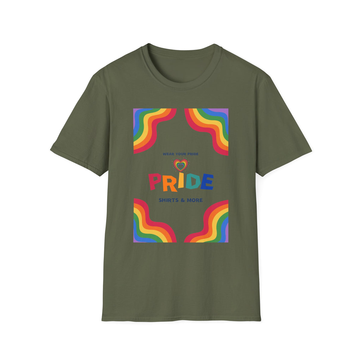Rainbow Pride heart graphic T-Shirt | Wear Your Pride slogan