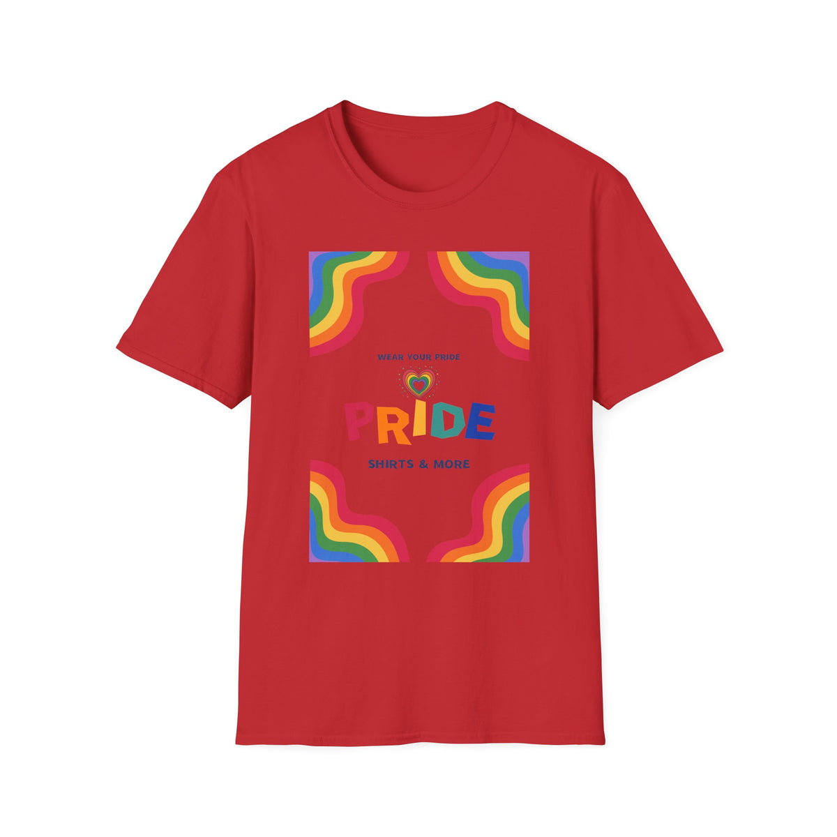 Rainbow Pride heart graphic T-Shirt | Wear Your Pride slogan