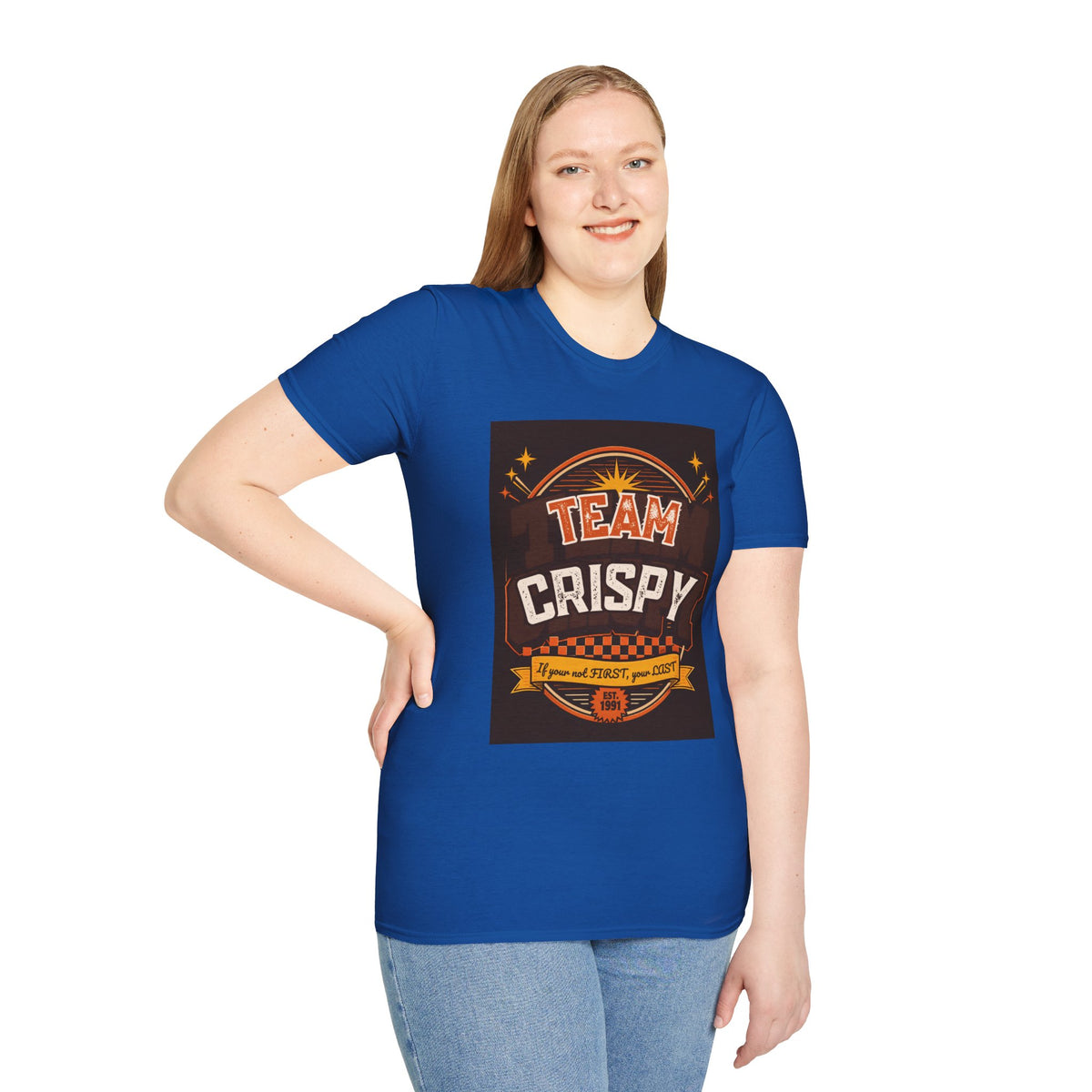 Team Crispy T-Shirt | Retro Badge Snack Lover Tee