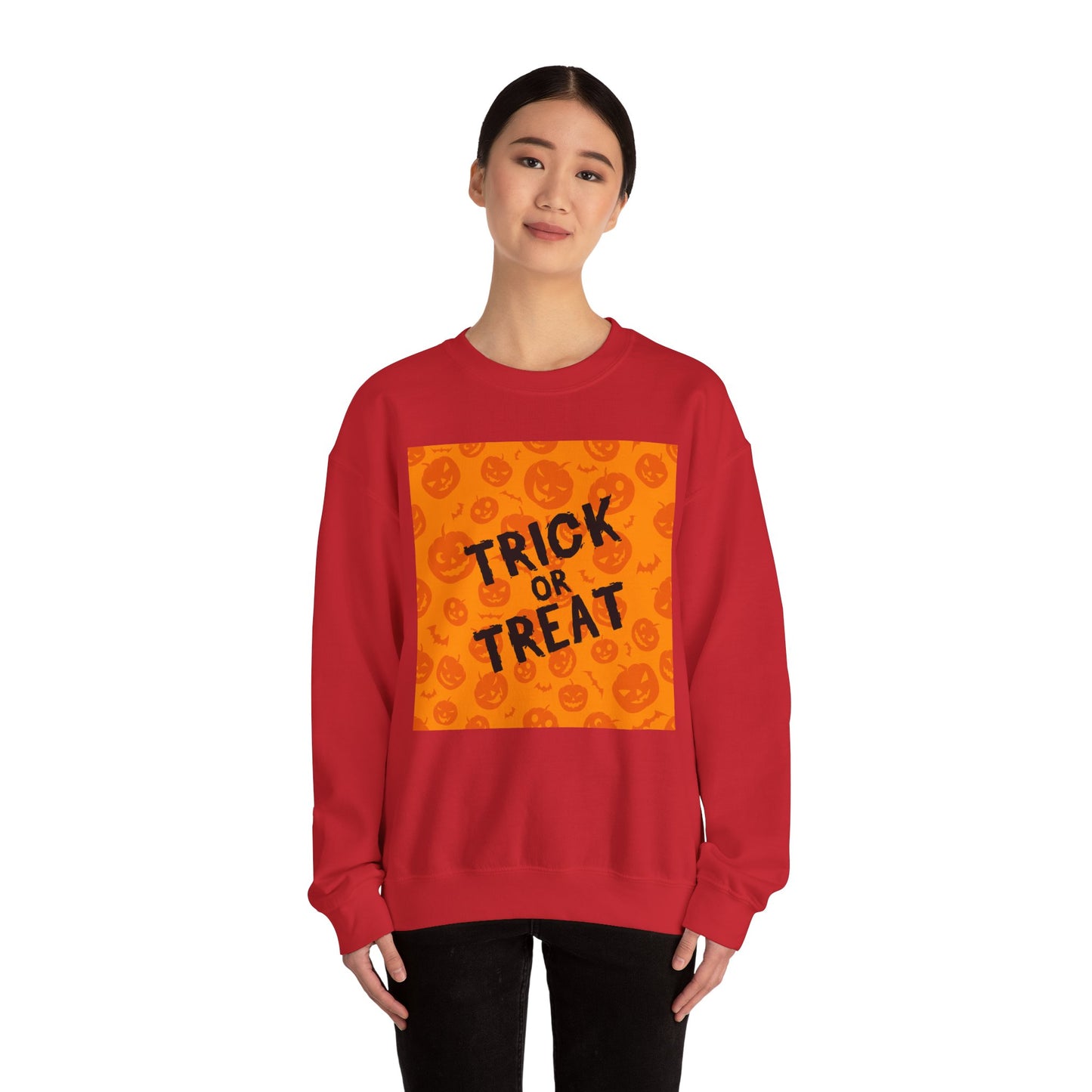 Halloween Trick or Treat Crewneck Sweatshirt, Cozy Fall Apparel, Unisex Sweater, Festive Halloween Sweater, Pumpkin Theme Sweatshirt