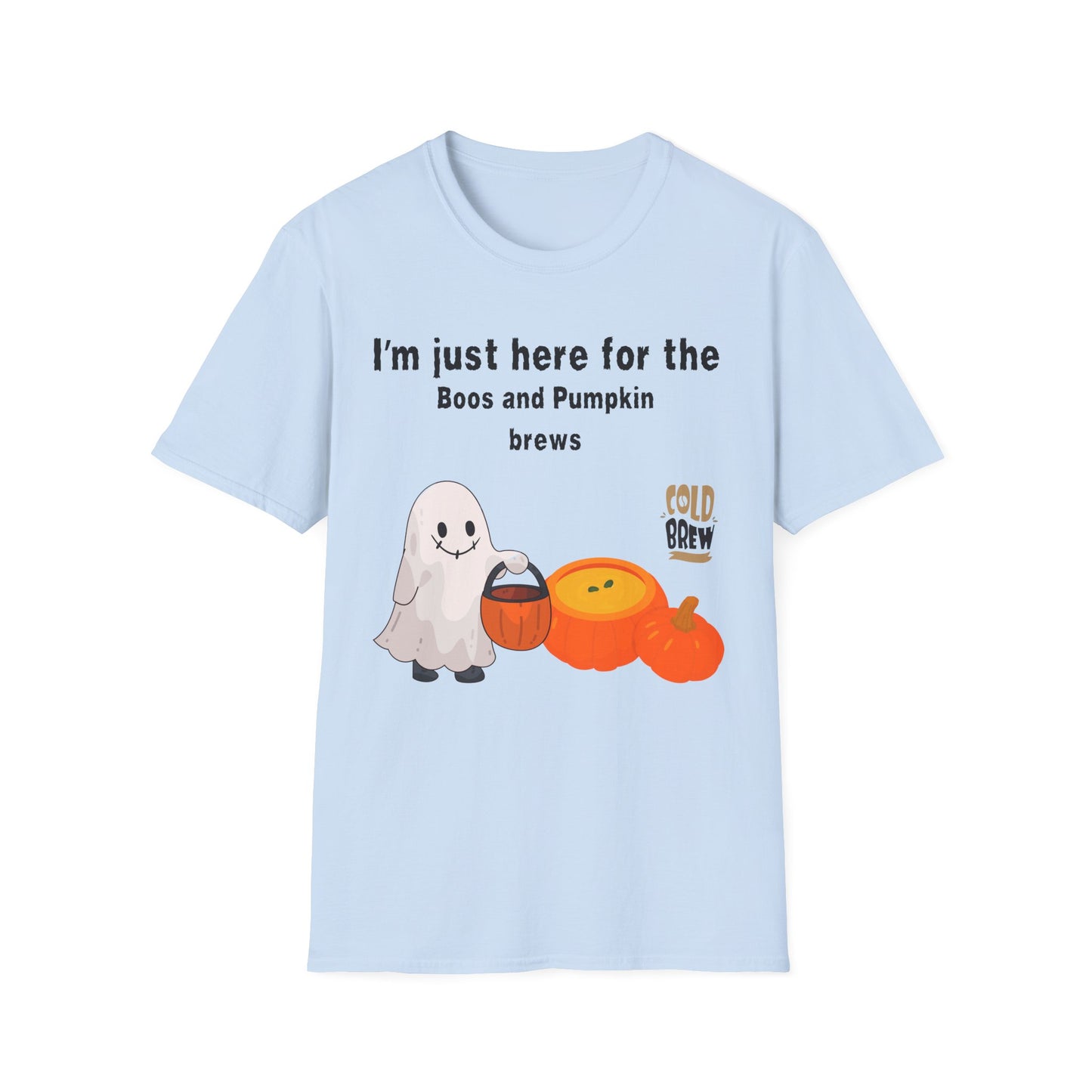 Halloween Ghostly Vibes T-Shirt, Boo's and Pumpkin Brews Tee, Unisex Casual Wear, Autumn Fashion, Spooky Season Clothing
