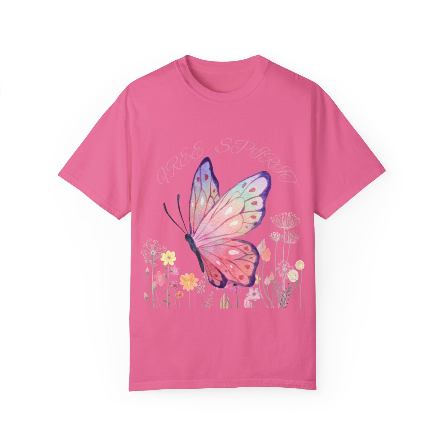 Butterfly Meadow T-Shirt, Colorful Graphic Tee for Nature Lovers, Spring Fashion, Gift for Her, Eco-Friendly Apparel