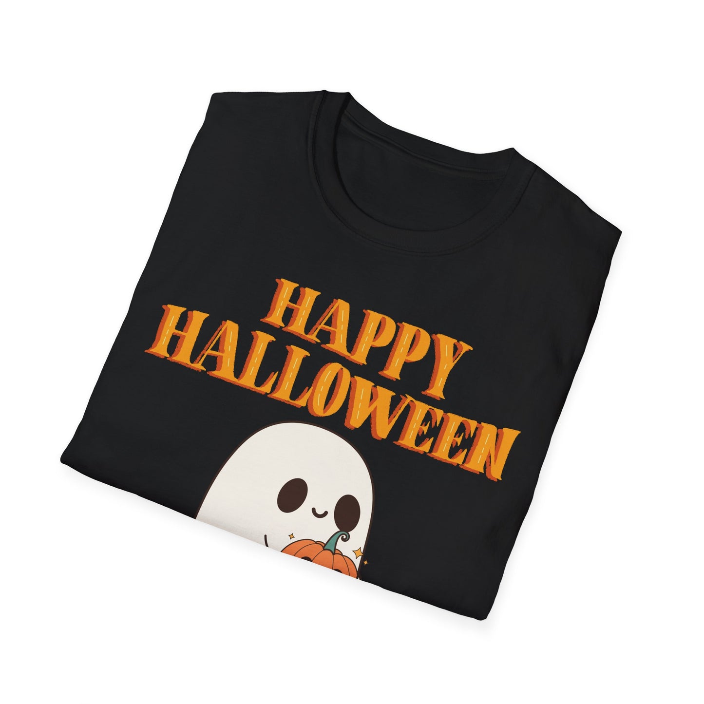 Happy Halloween Ghost T-Shirt, Cute Halloween Tee, Unisex Graphic T-Shirt, Fall Apparel, Spooky Season Shirt, Trick or Treat Top