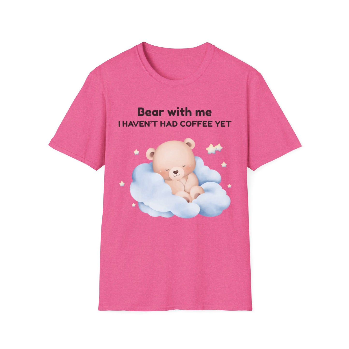 Cute Bear Coffee T-Shirt, Unisex Softstyle Tee, Perfect for Coffee Lovers, Gifts for Moms and Dads, Casual Everyday Wear, Birthday Gift