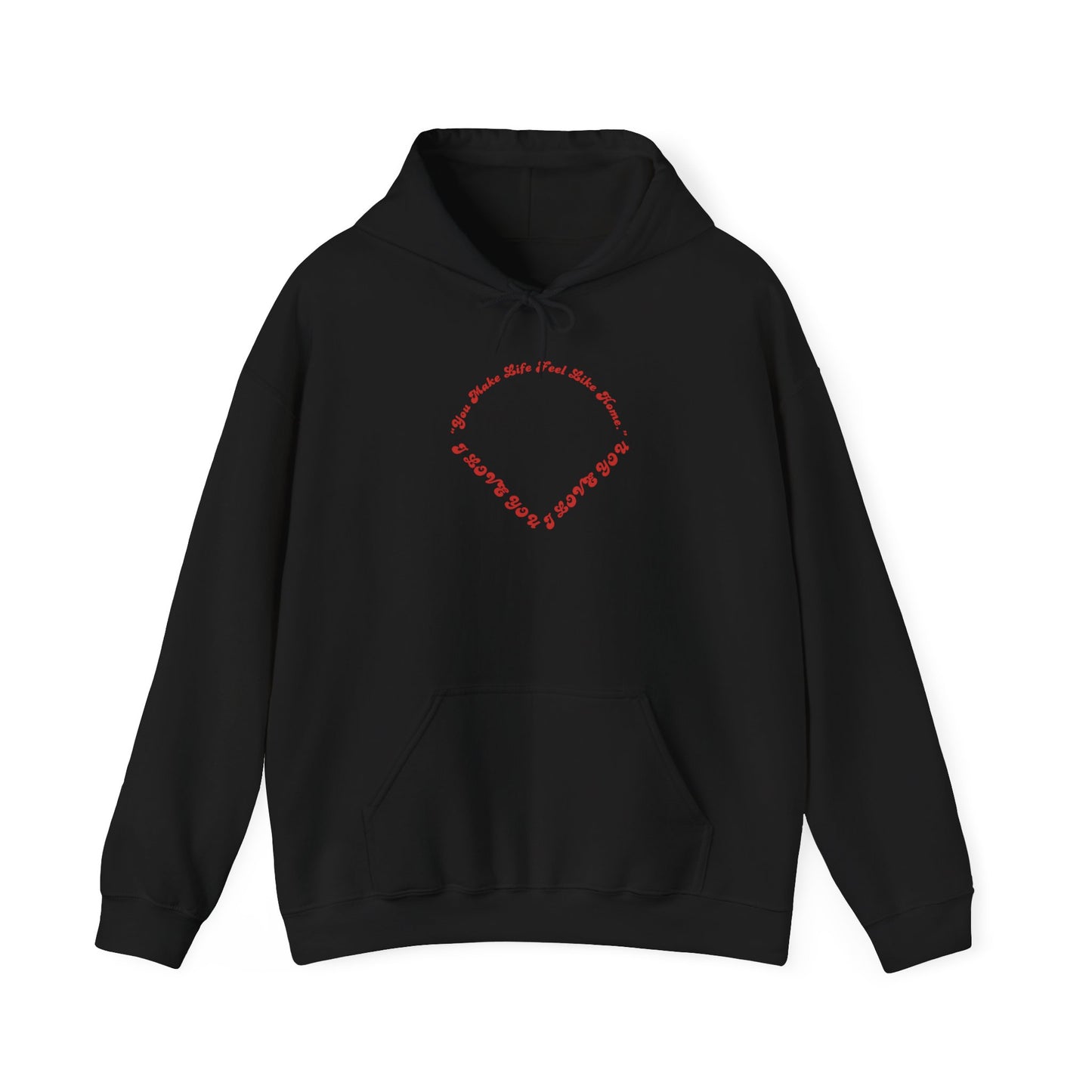 Heart Script Hoodie — Minimal Heart Text Graphic Pullover