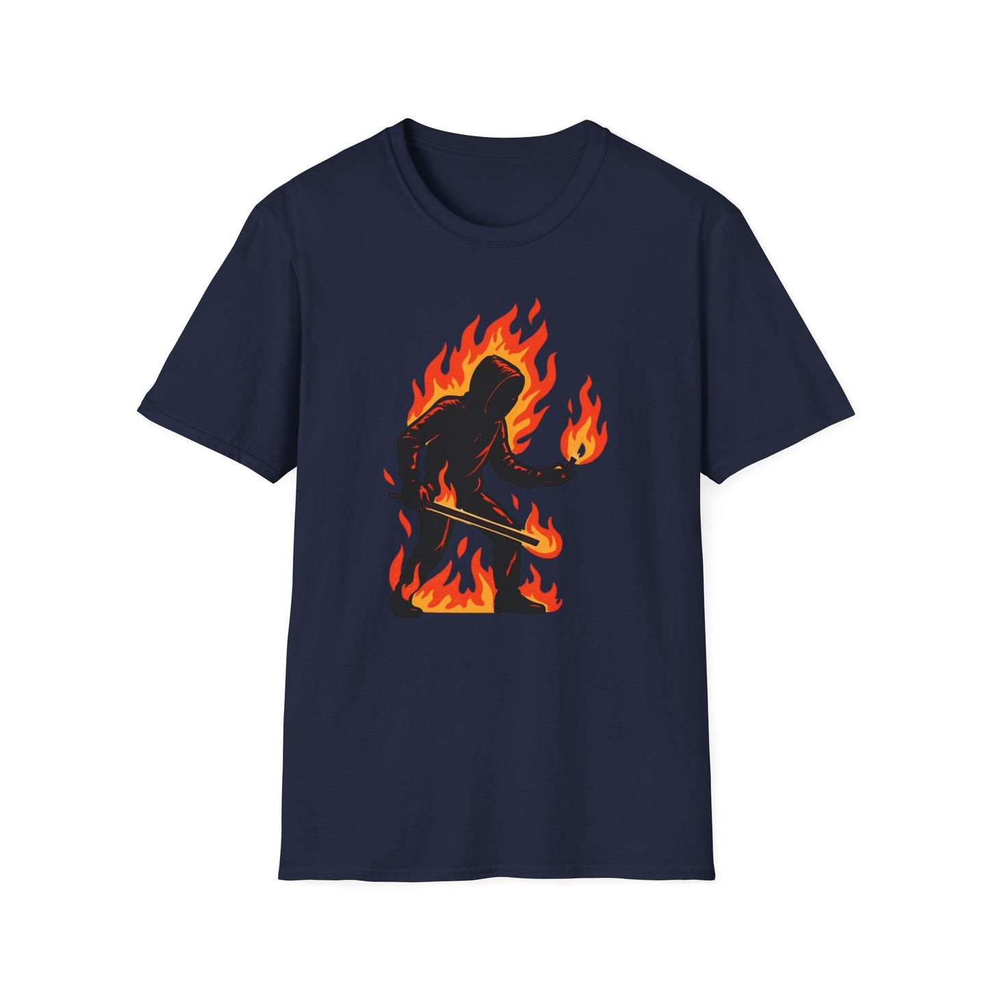 Flaming Sasquatch Illustration T-Shirt | Fire Bigfoot Graphic Tee
