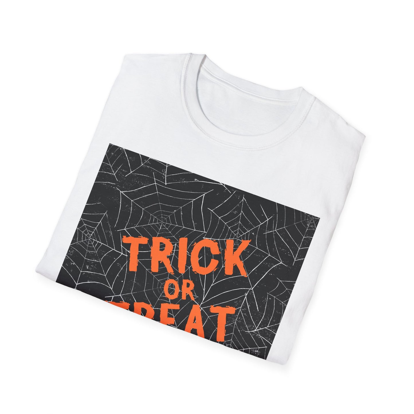 Halloween Trick or Treat Unisex Softstyle T-Shirt, Casual Halloween Wear, Spooky Gift, Fall Fashion, Halloween Party Shirt