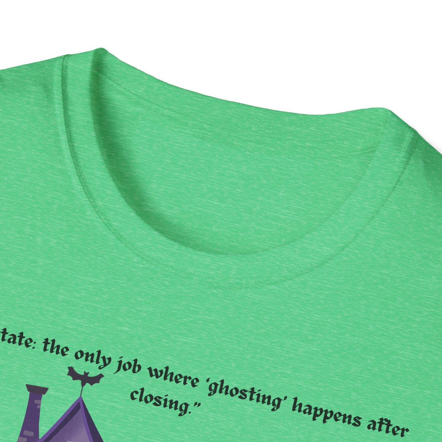 REAL ESTATE Halloween Haunted House T-Shirt, Unisex Softstyle Tee, Spooky Shirt, Fall Festivities, Trick or Treat Apparel