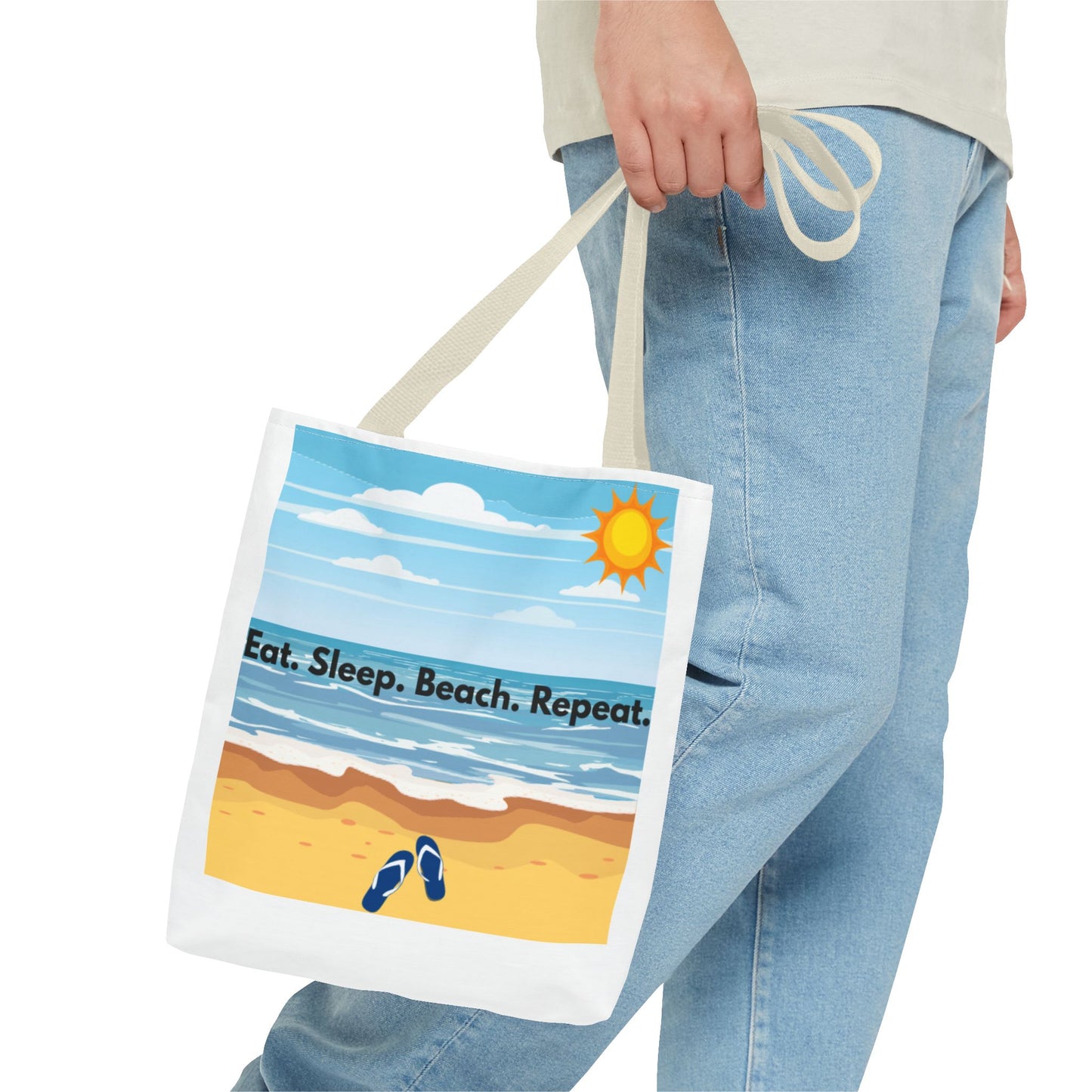 Beach Vibes Tote Bag - Eat Sleep Beach Repeat, Summer Bag, Vacation Essentials, Eco-friendly Tote, Beach Gift