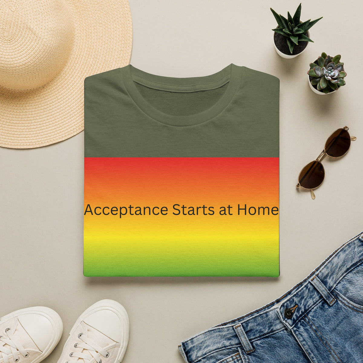 Acceptance Starts at Home T-Shirt | Rainbow Pride Tee