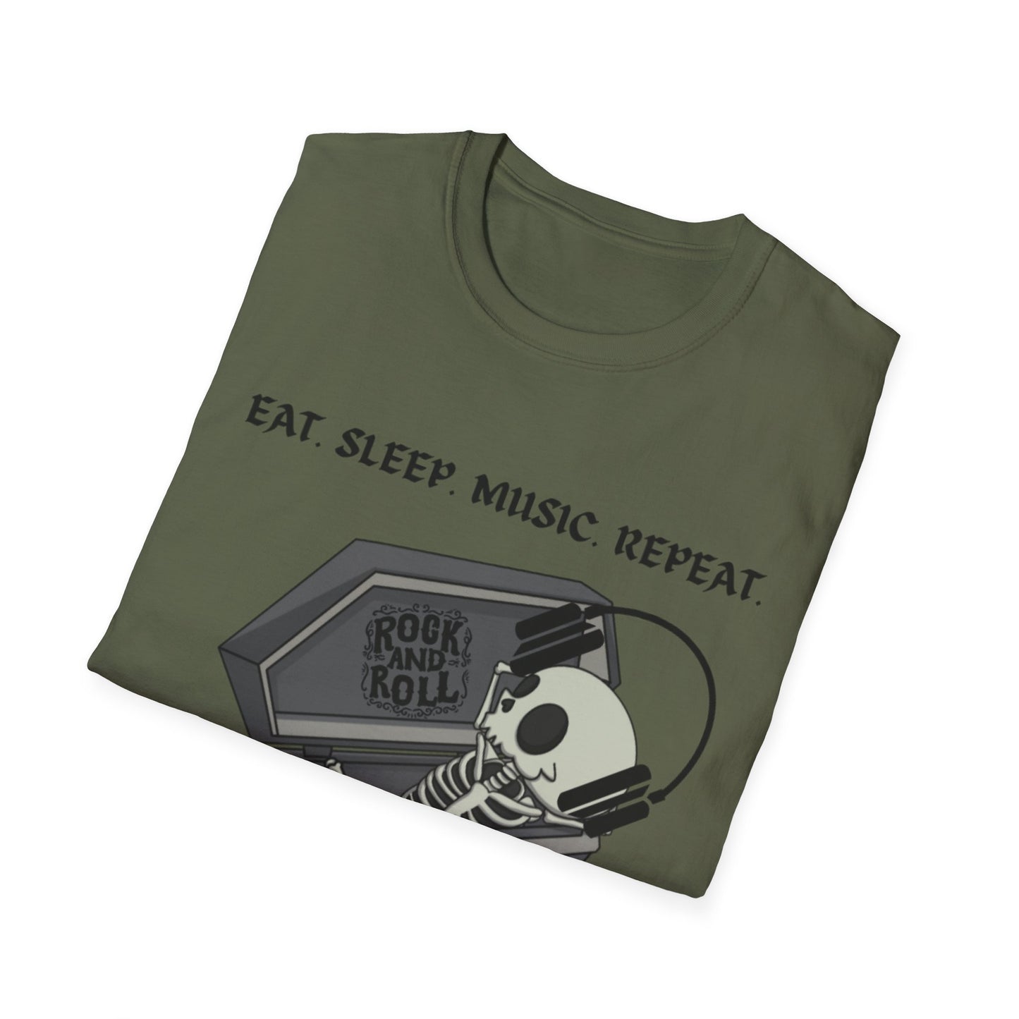 Skeleton Music Vibes Unisex Softstyle T-Shirt | Rock Music Lovers Tee, Concert Shirt, Halloween Apparel, Gift for Musicians