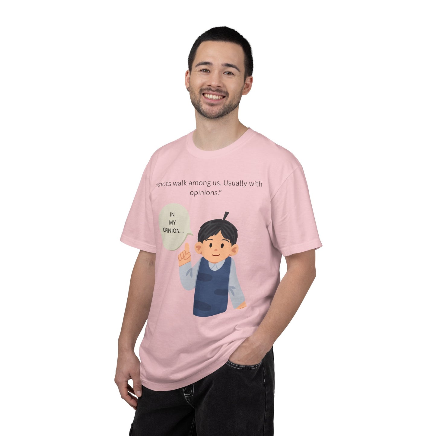 Idiots walk among us usually with opinions Boy Illustration T Shirt | Funny Sarcastic Tee