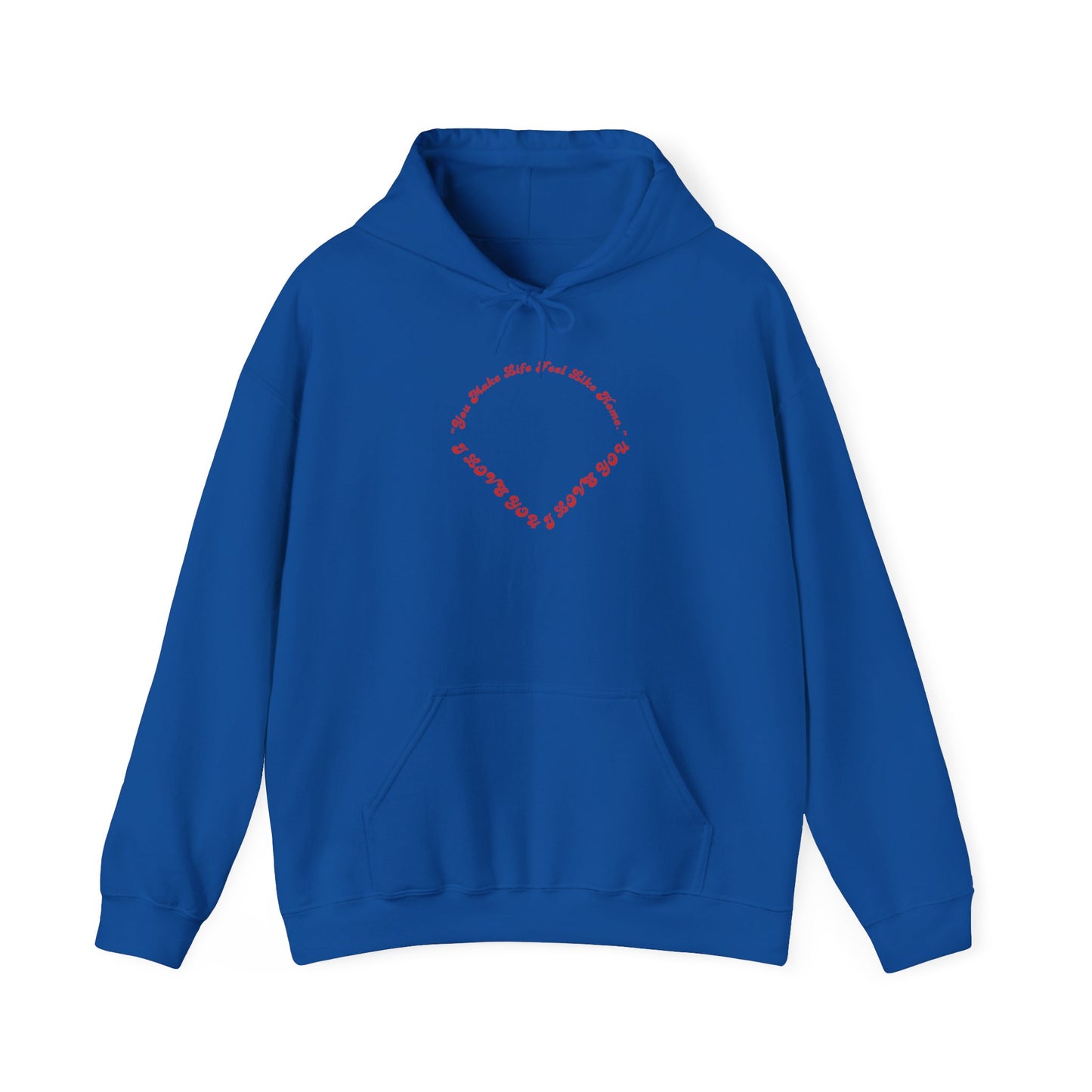 Heart Script Hoodie — Minimal Heart Text Graphic Pullover