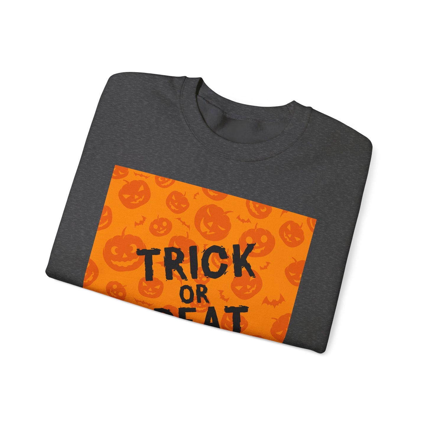 Halloween Trick or Treat Crewneck Sweatshirt, Cozy Fall Apparel, Unisex Sweater, Festive Halloween Sweater, Pumpkin Theme Sweatshirt