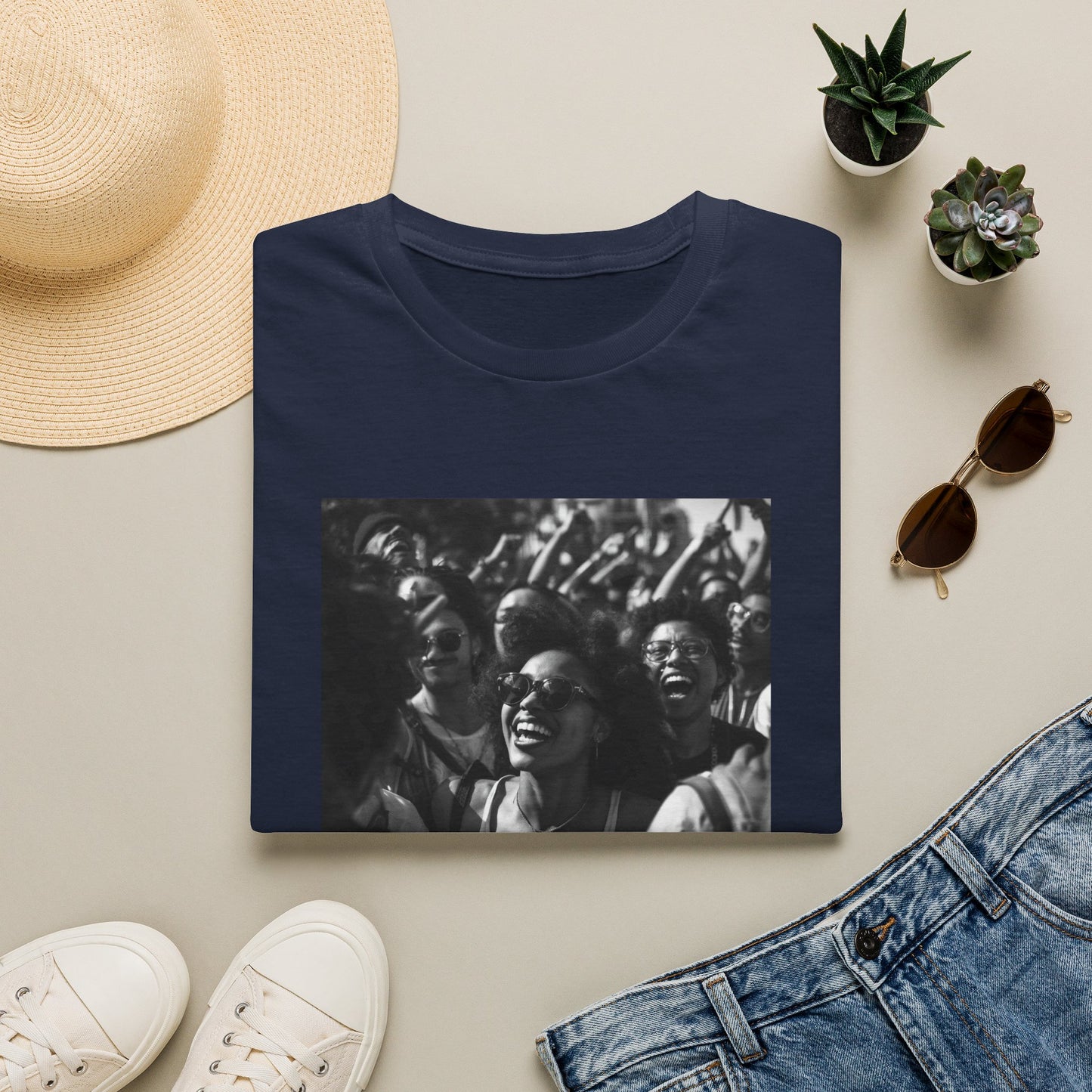 Celebrate Love T-Shirt | Black and White Crowd Photo, Yellow Text