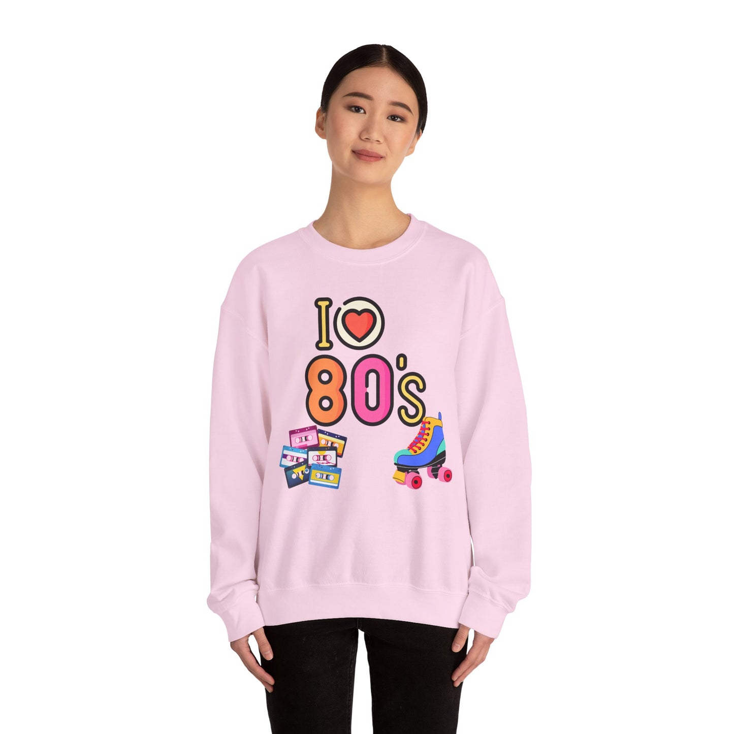 I Heart 80's Roller Skate Sweatshirt | Retro Tape Cassette 80s