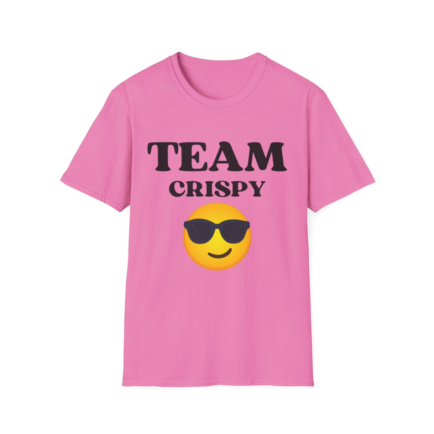 Retro Team Crispy T-Shirt, Fun Unisex Tee for Friends, Casual Summer Shirt, Gift for Team Spirit, Emoji Graphics