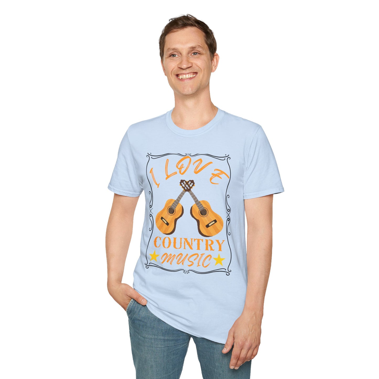 I Love Country Music T-Shirt | Acoustic Guitar Design