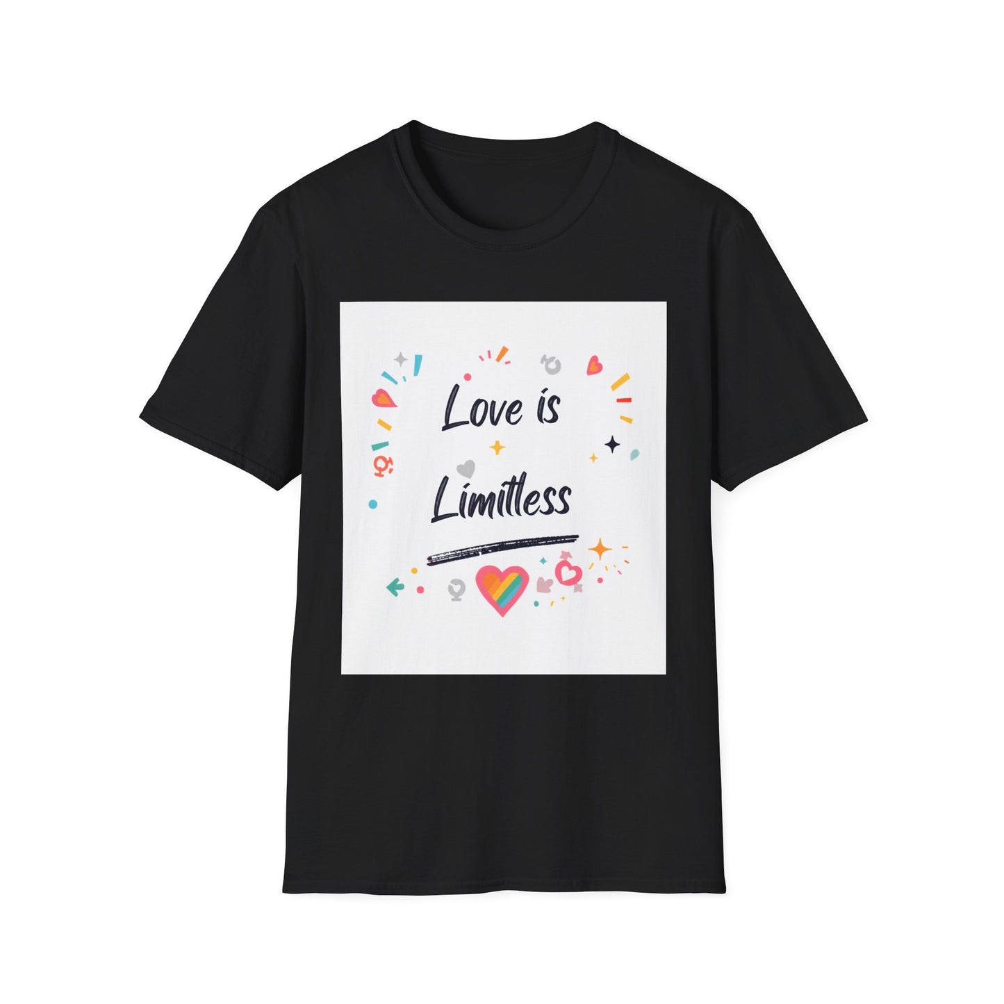 Love Is Limitless T-Shirt | Inspirational Pride Rainbow Heart Design