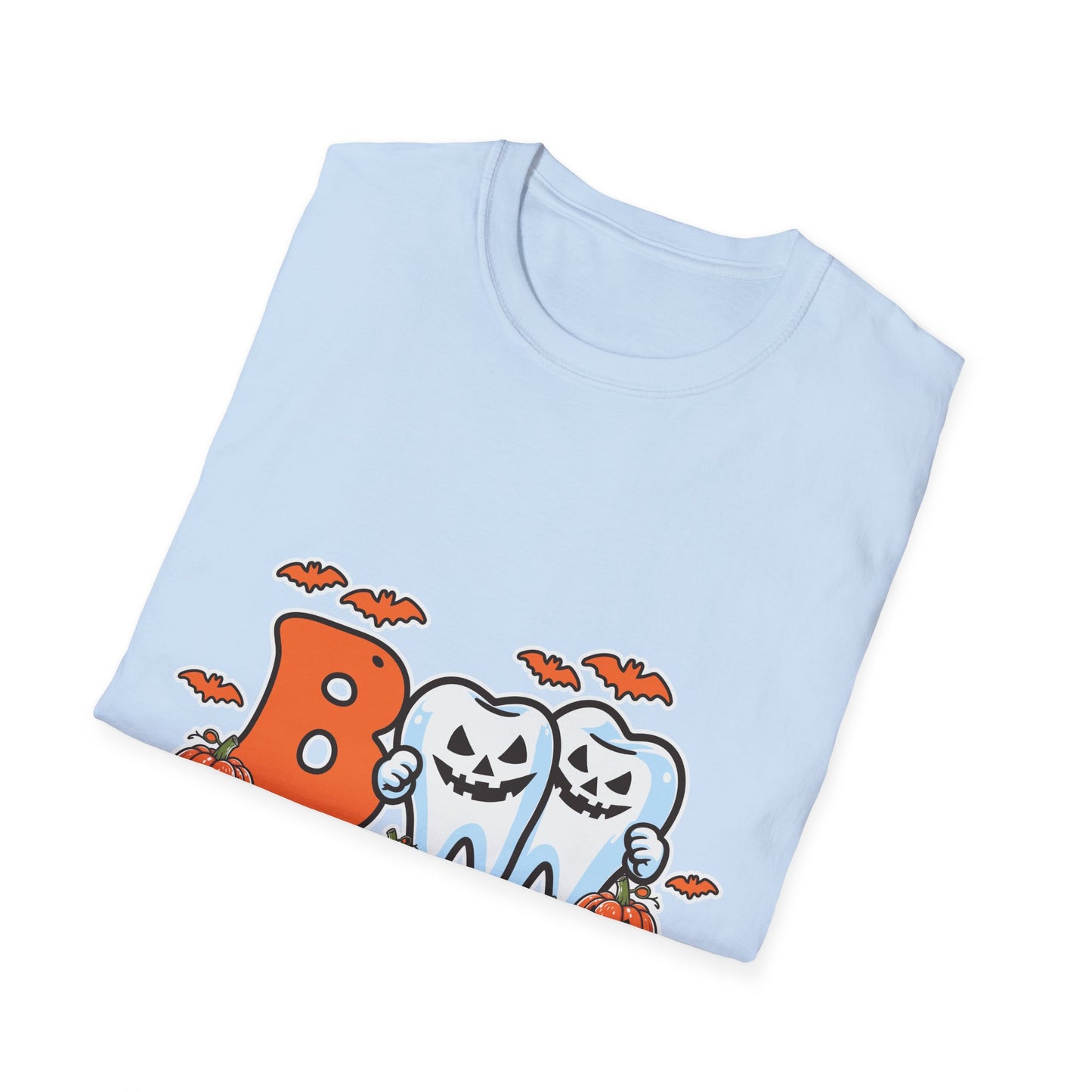 Halloween Themed Unisex Softstyle T-Shirt, Boo Shirt, Spooky Tee, Trick or Treat Shirt, Casual Halloween Wear, Fall Fashion