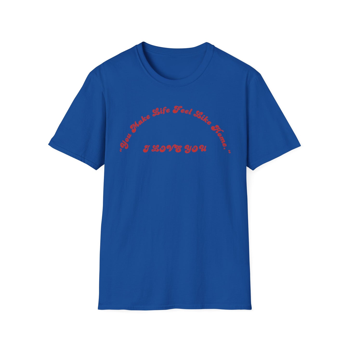 I Love You Graphic Tee — Romantic Red Script Chest Shirt