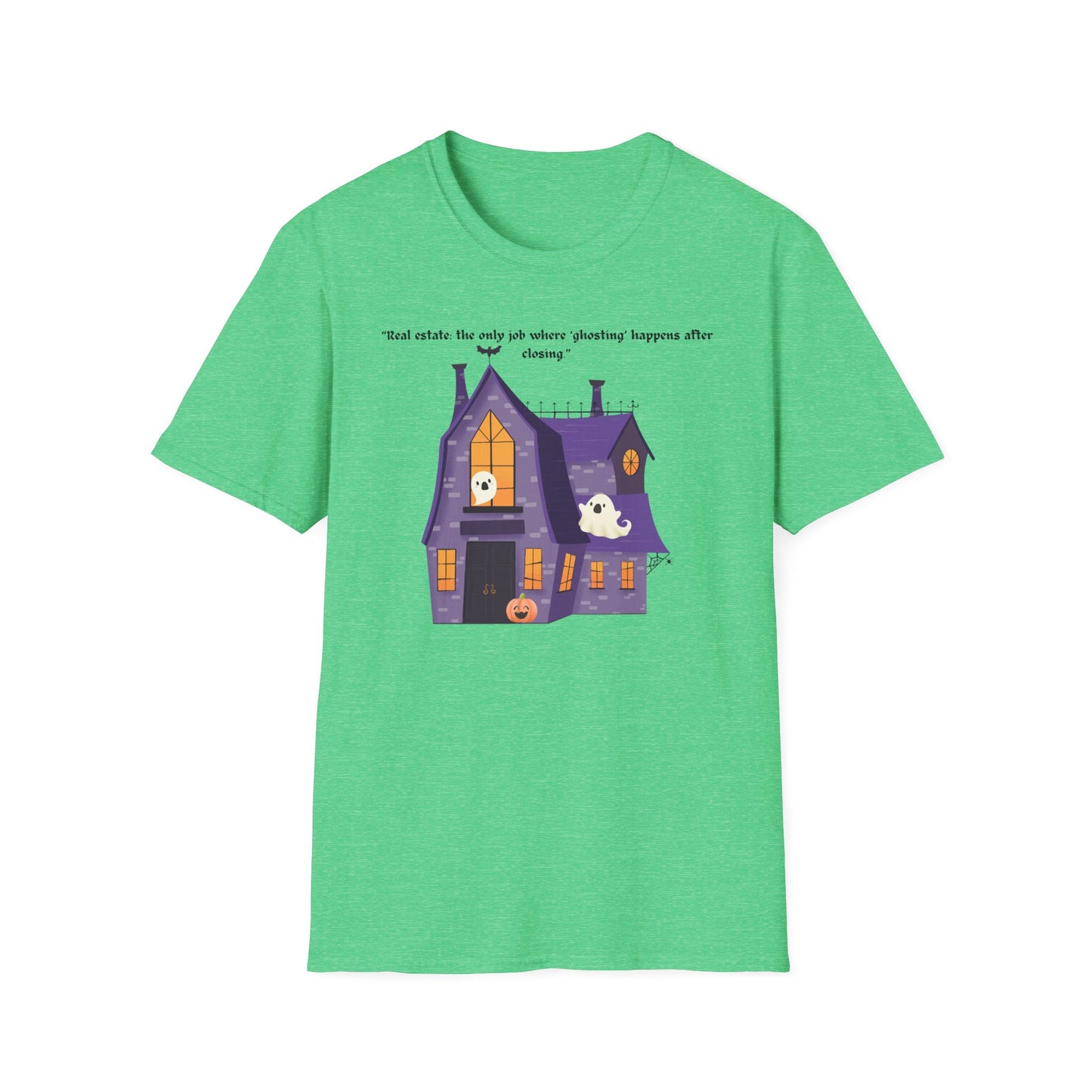 REAL ESTATE Halloween Haunted House T-Shirt, Unisex Softstyle Tee, Spooky Shirt, Fall Festivities, Trick or Treat Apparel