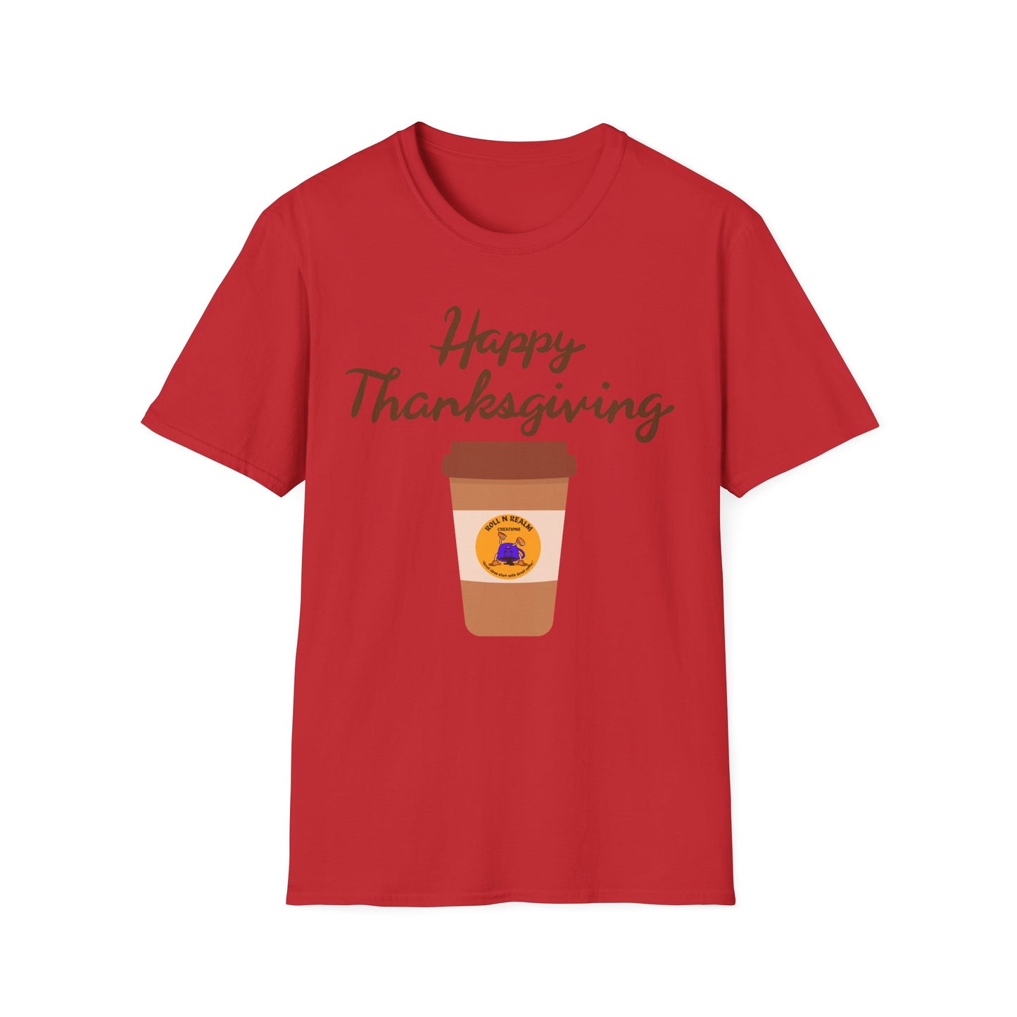 Thanksgiving Coffee T-Shirt - Unisex Softstyle Tee for Fall Celebrations, Autumn Apparel, Holiday Gathering, Family Gatherings, [...]