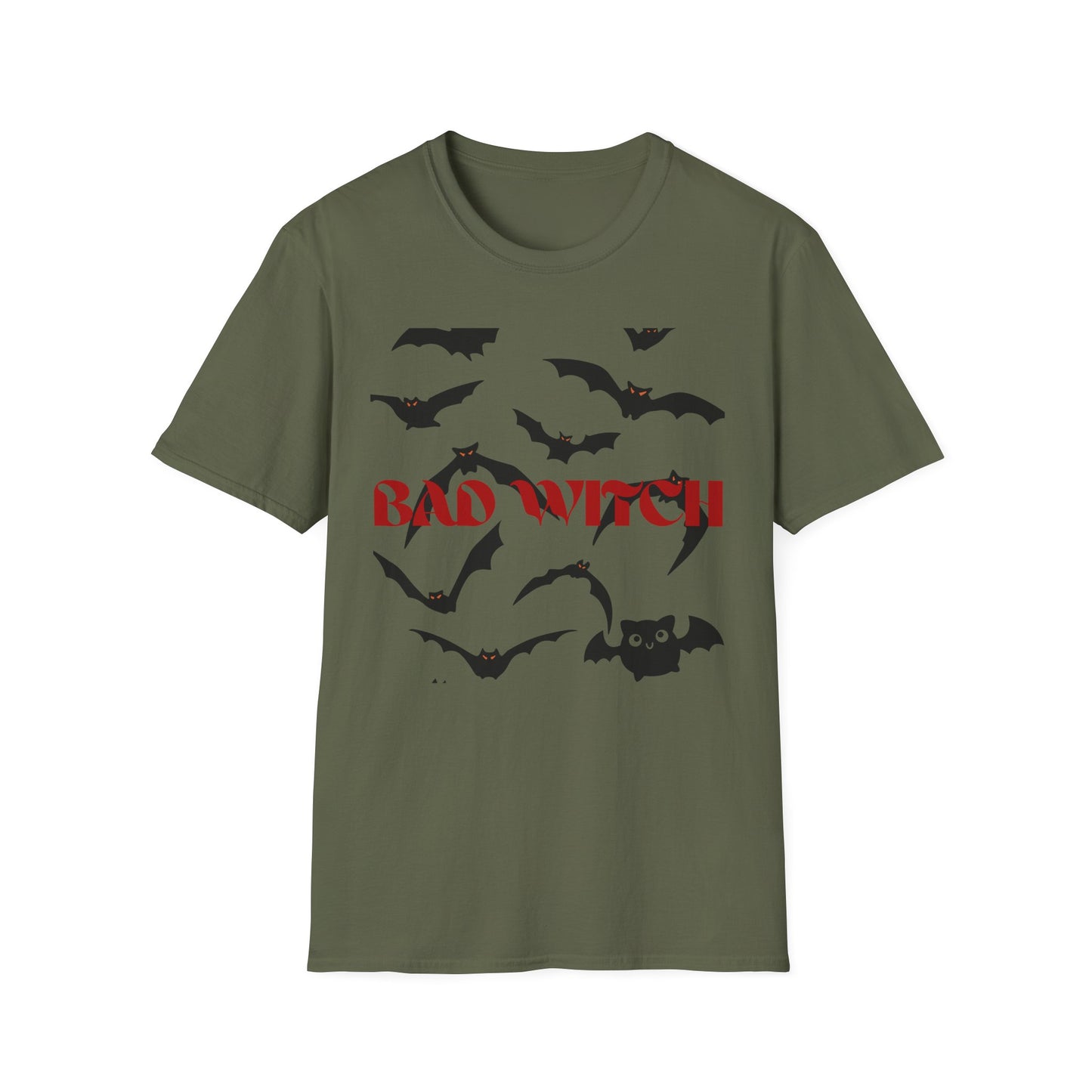 Bad Witch Halloween Unisex T-Shirt, Spooky Shirt, Halloween Costume, Witchy Tee, Bat Graphic Top, Fall Outfit