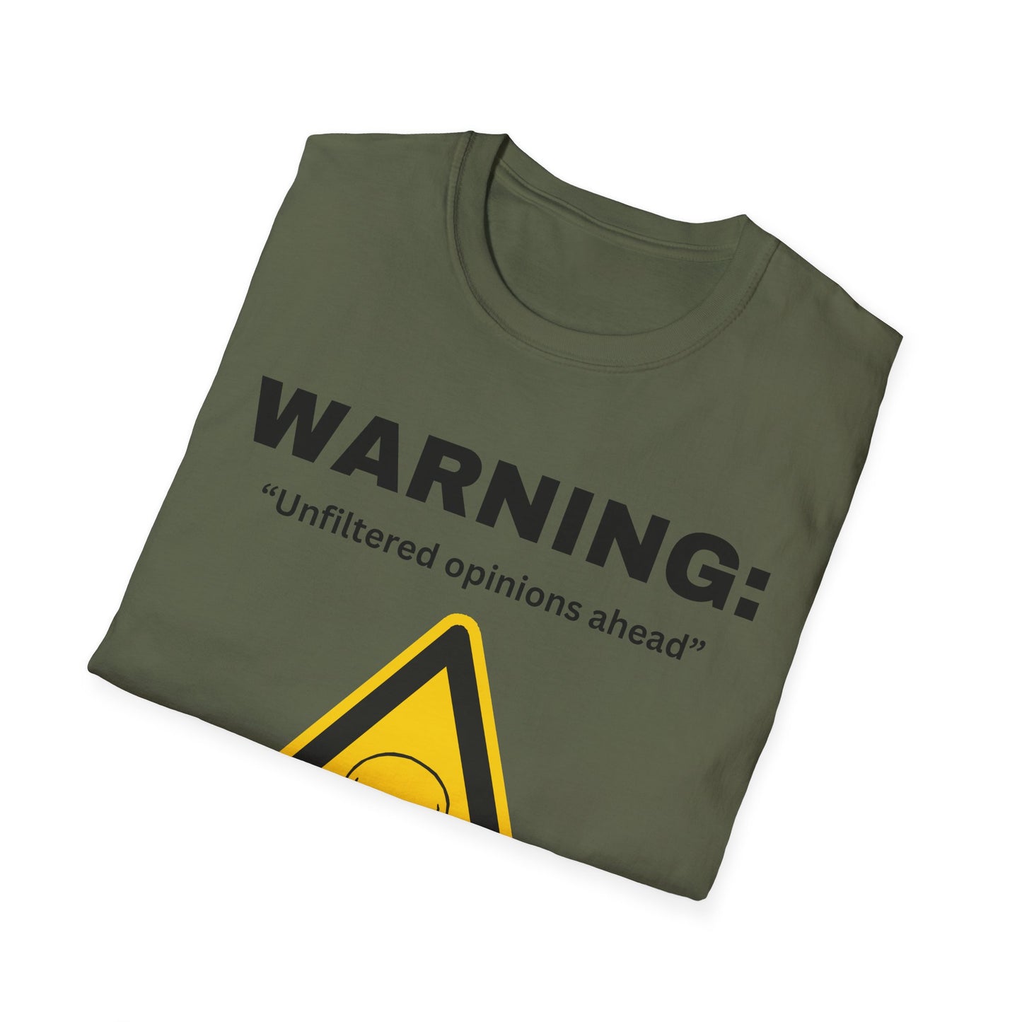 Warning "Unfiltered opinions ahead" T-Shirt | Skull Hazard Symbol