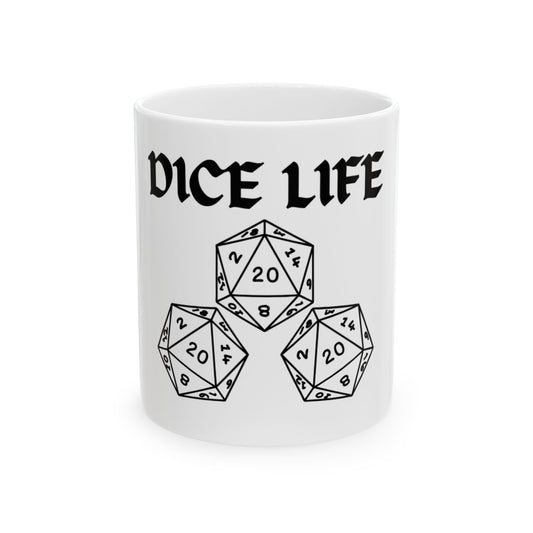 Dice Life Ceramic Coffee Mug, Perfect for Gamers, D&D Lovers, Office Use, Adventurers, Gift for RPG Enthusiasts